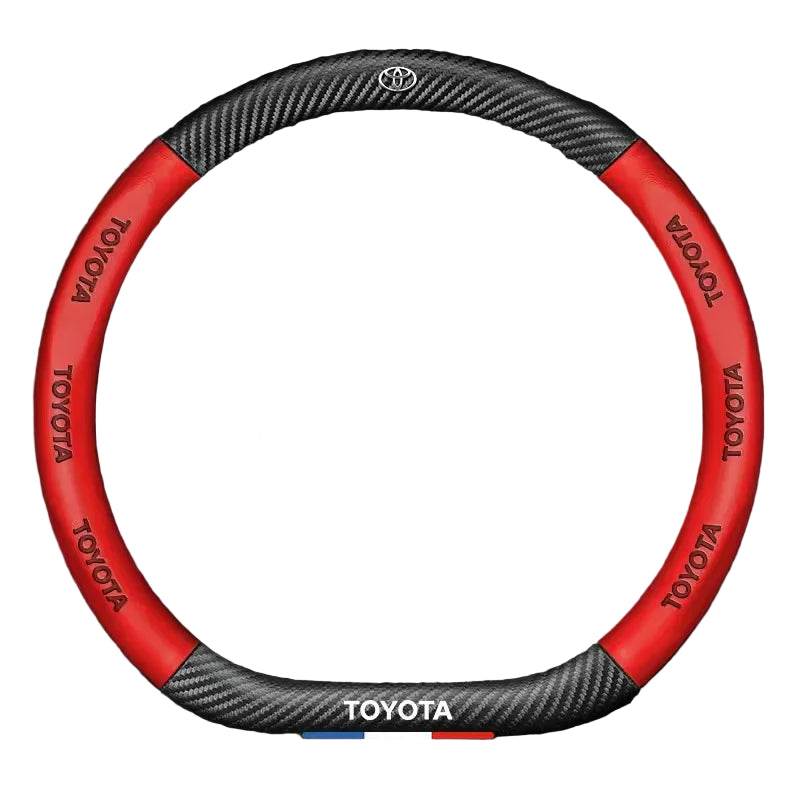 Toyota Carbon Fiber Steering Wheel Cover - Red D Type