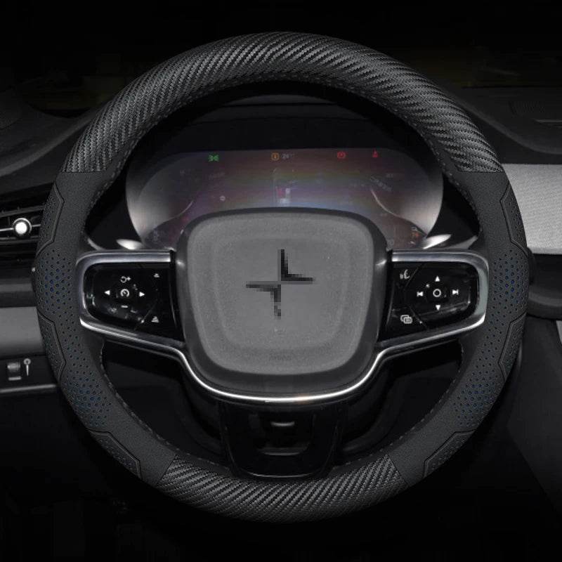 Polestar Carbon Fiber Suede Steering Wheel Cover - O Carbon Blue