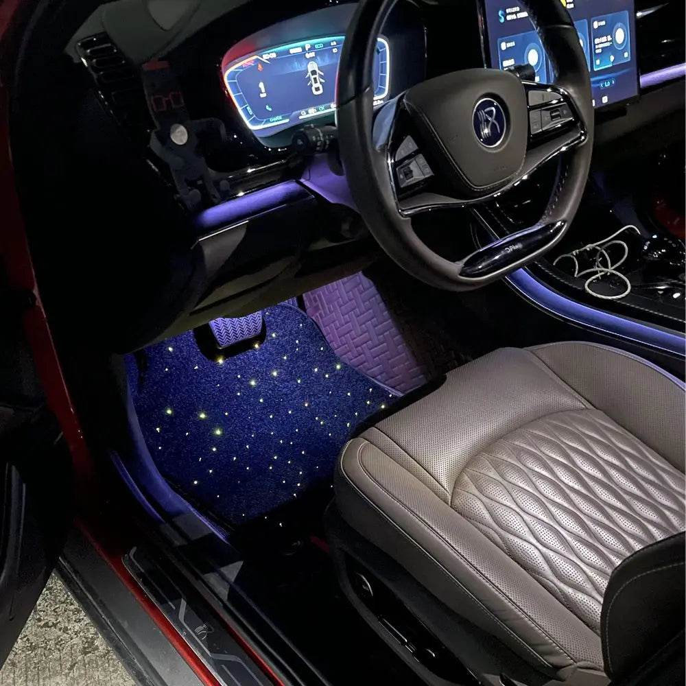 Fiber Optic Twinkle Star Car Mats – Waterproof LED Rugs with APP & Remote Control - 2PCS front mats