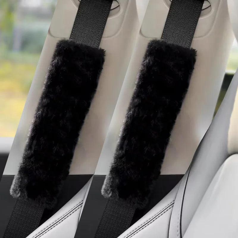 Plush Panda Car Seat Belt Covers 2pcs Auto Safety Shoulder Pads