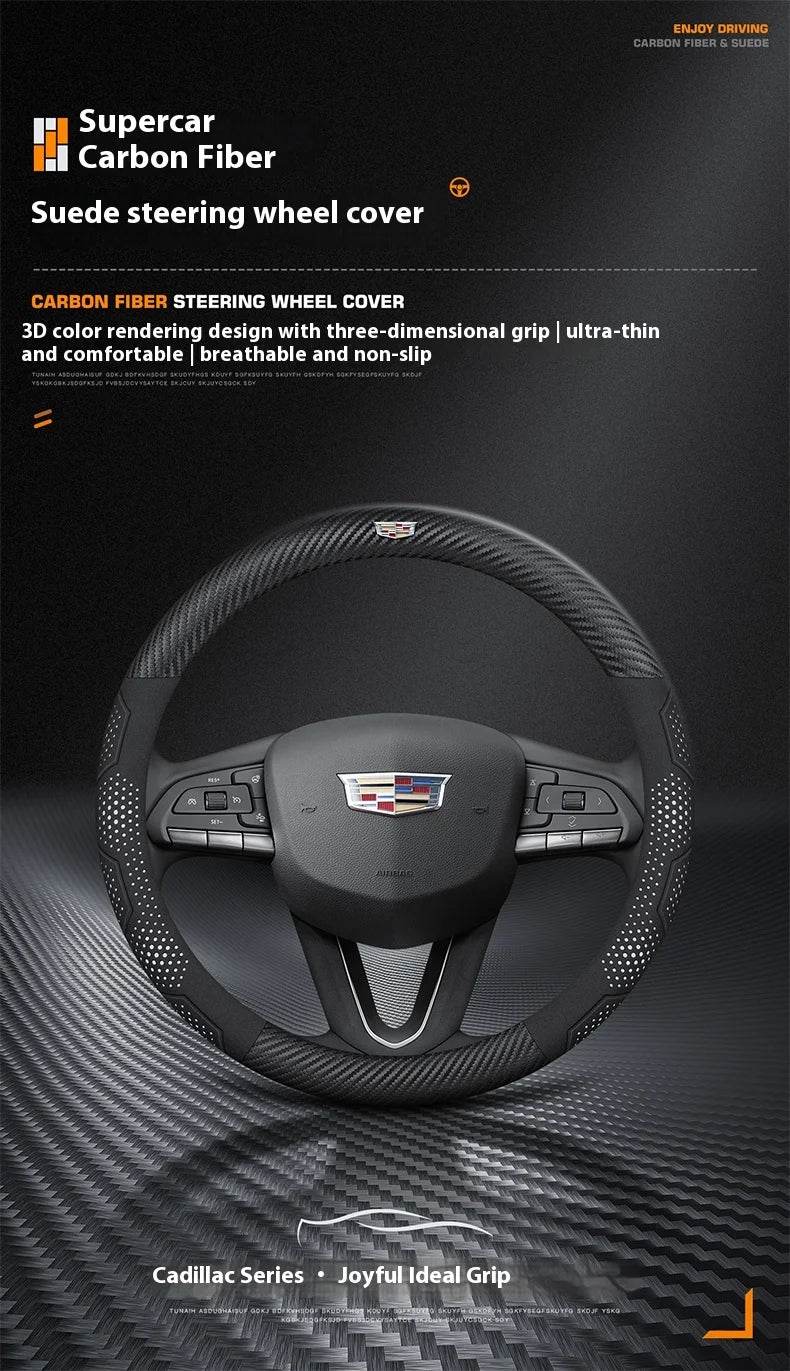 Cadillac Steering Wheel Cover - Leather White