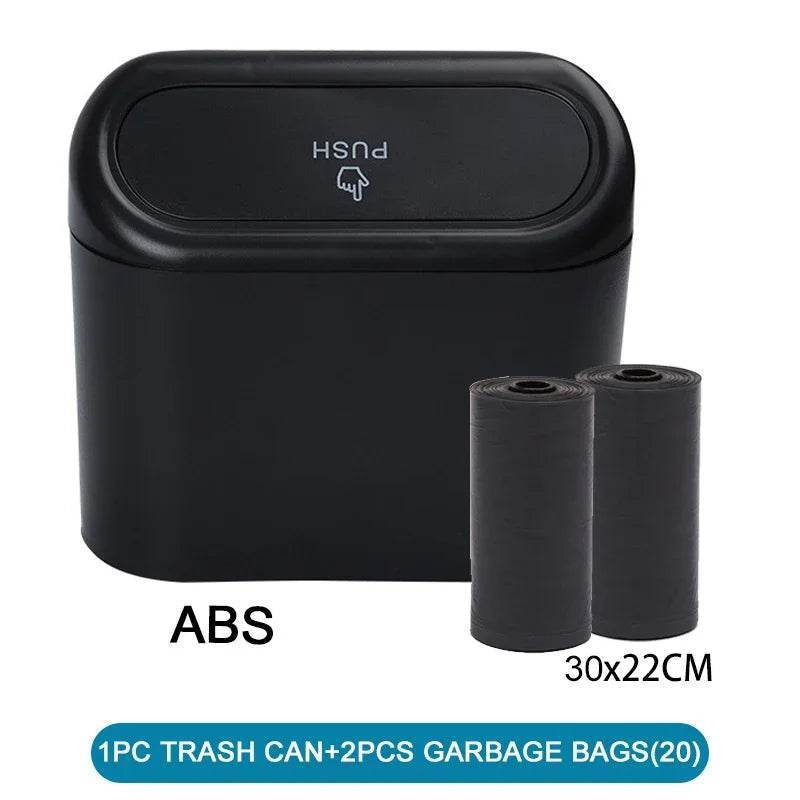 Leak-Proof Car Trash Can with Lid – Includes 60 Garbage Bags - Black 2