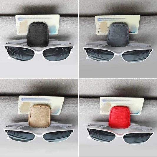 Universal Car Sunglasses Holder & Card Clip - Beige