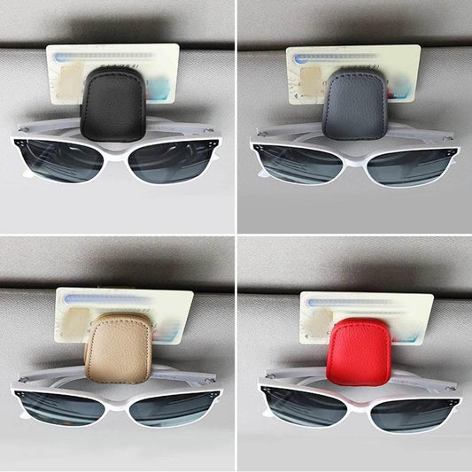 Universal Car Sunglasses Holder & Card Clip - Beige