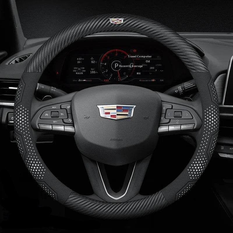 Cadillac Steering Wheel Cover - Carbon Fiber White