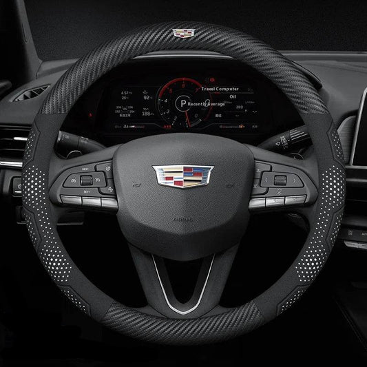 Cadillac Steering Wheel Cover - Carbon Fiber White