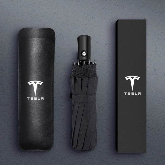 Tesla Branded Fully Automatic Umbrella – Windproof, Compact & Stylish -