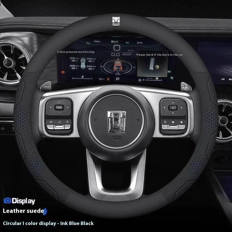 GWM TANK Carbon Fiber Steering Wheel Cover - O Leather Blue