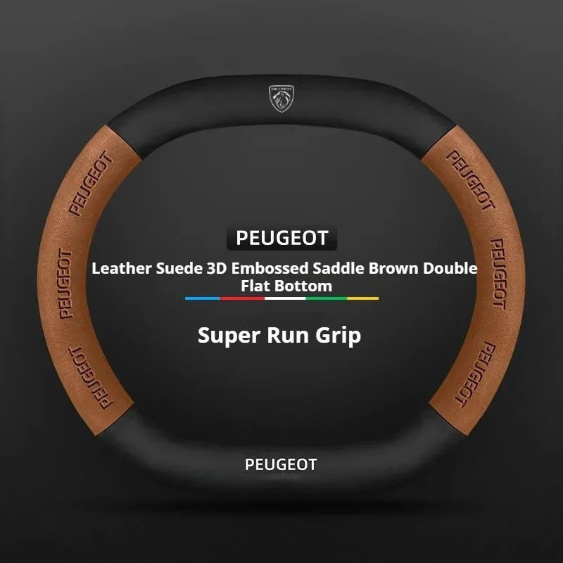 Peugeot 3008 4008 5008 208 2008 Suede Leather Steering Wheel Cover