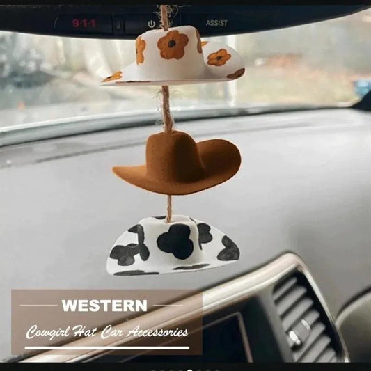 Mini Cowboy Hat Car Rearview Mirror Pendant Charm Interior Ornament