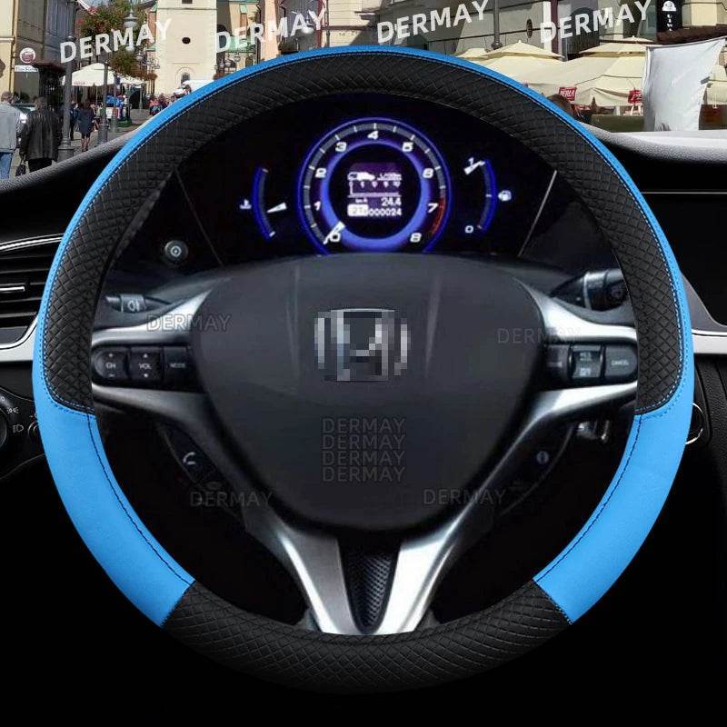 Honda Civic Leather Steering Wheel Cover - Blue