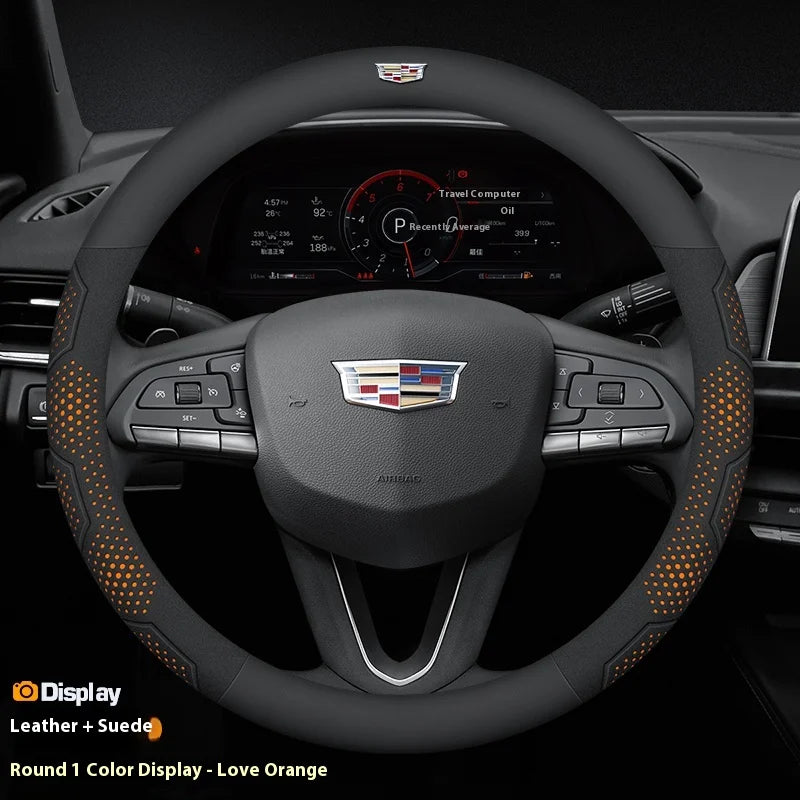 Cadillac Carbon Fiber Leather Steering Wheel Cover