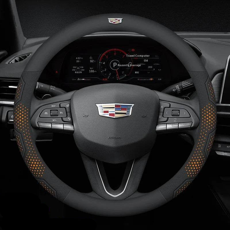 Cadillac Steering Wheel Cover - Leather Orange
