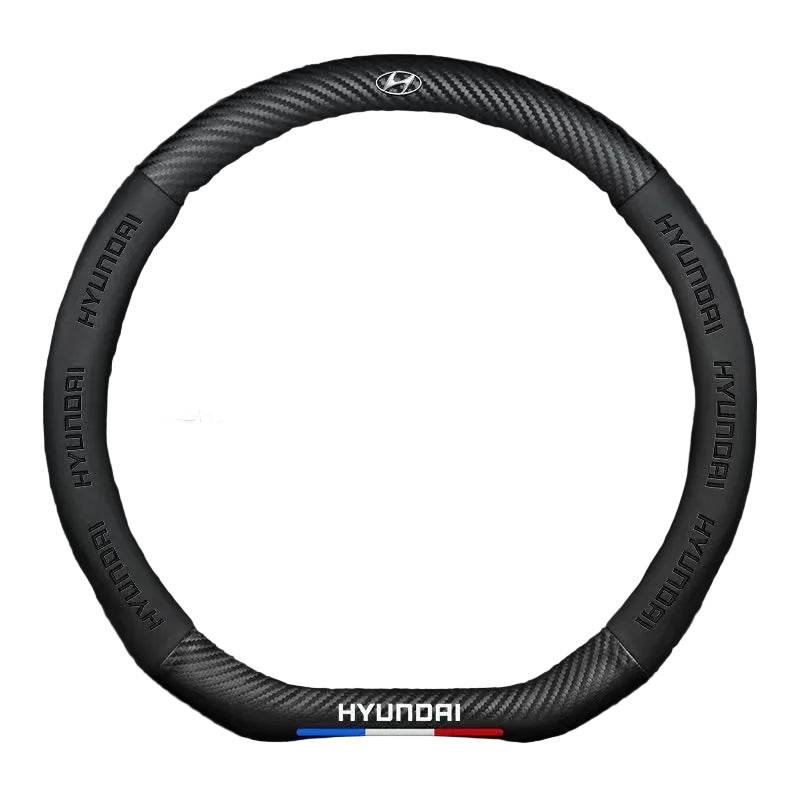 Hyundai Leather Steering Wheel Cover - Black D-shape