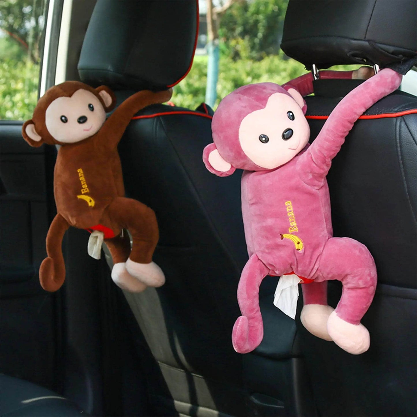 Monkey Hanging Tissue Box - Pink
