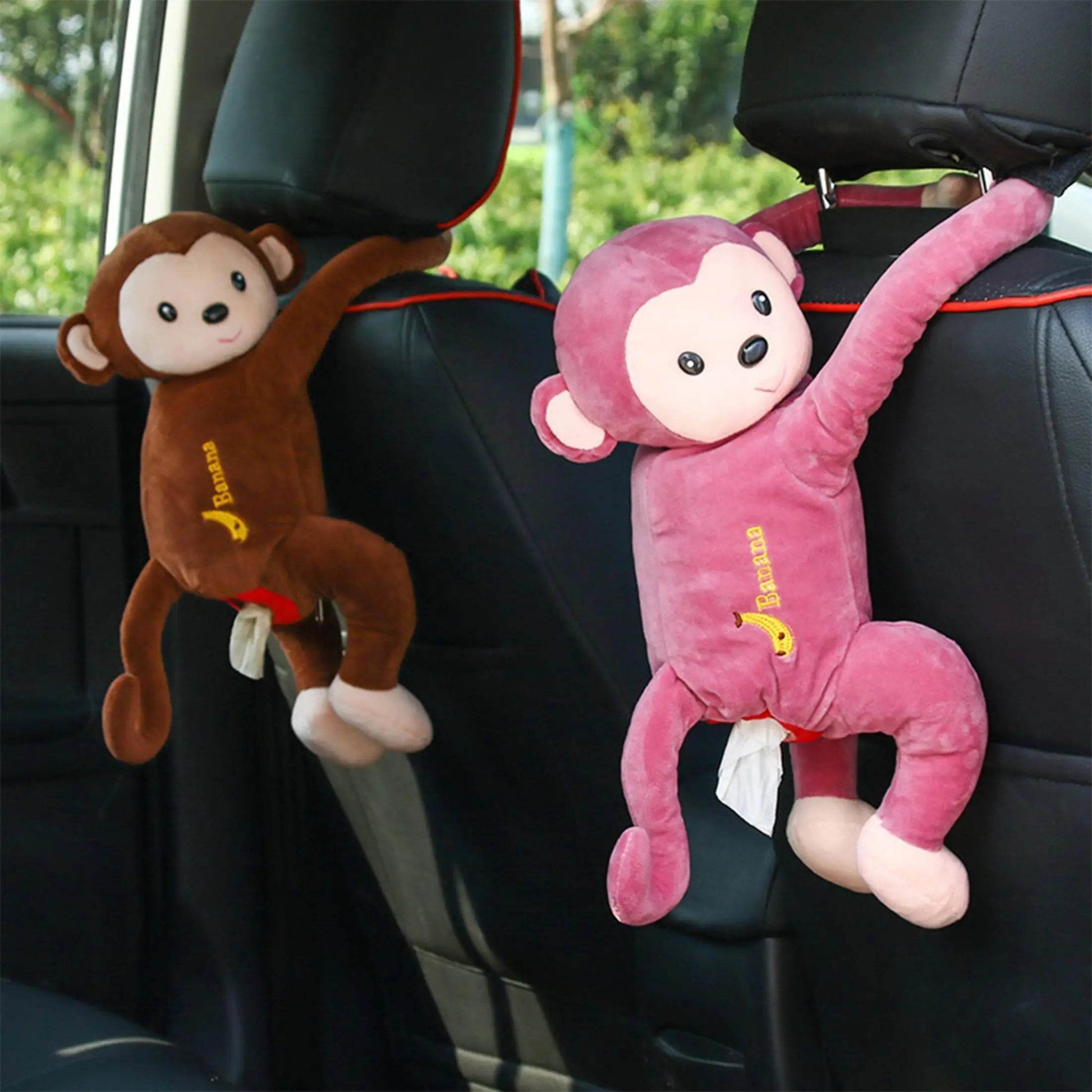 Monkey Hanging Tissue Box - Pink