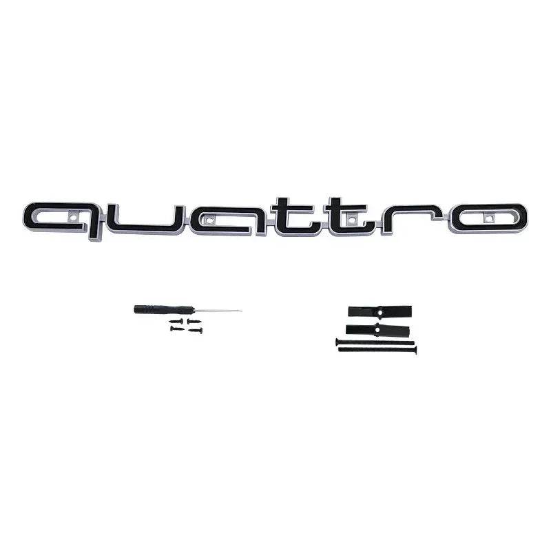Audi Quattro Emblem | 3D ABS Front Grille Car Badge - Silver Black