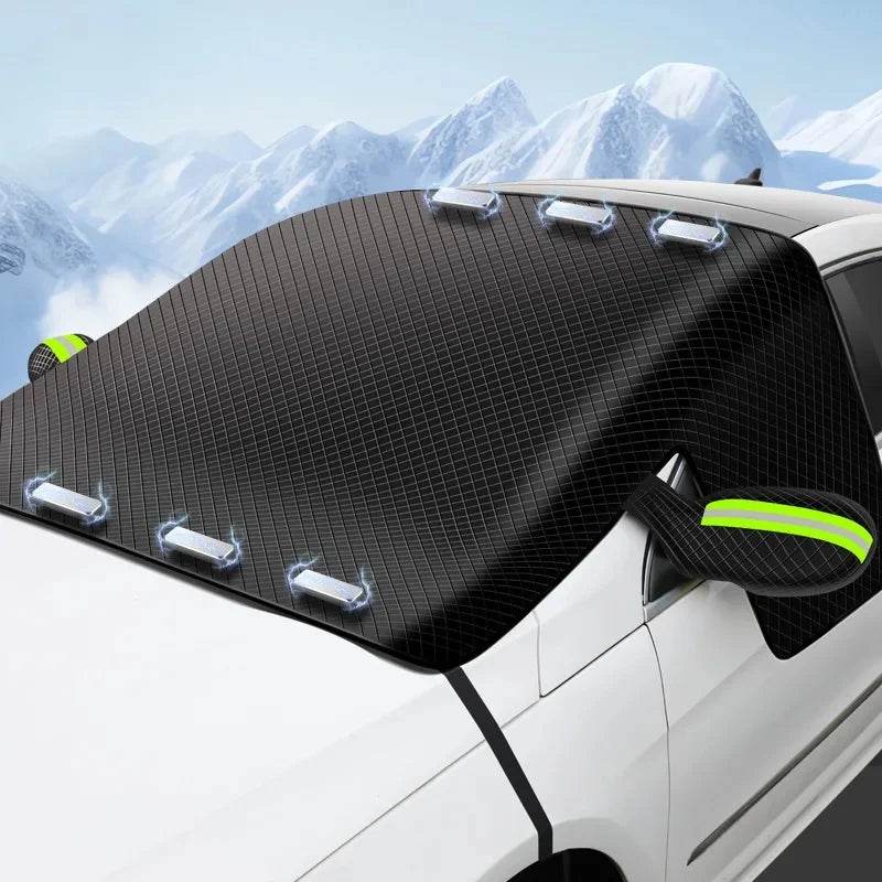 Magnetic Windshield Snowproof Cover – Sun Protection & Anti-Freezing - Front+ side window (Green Reflector)