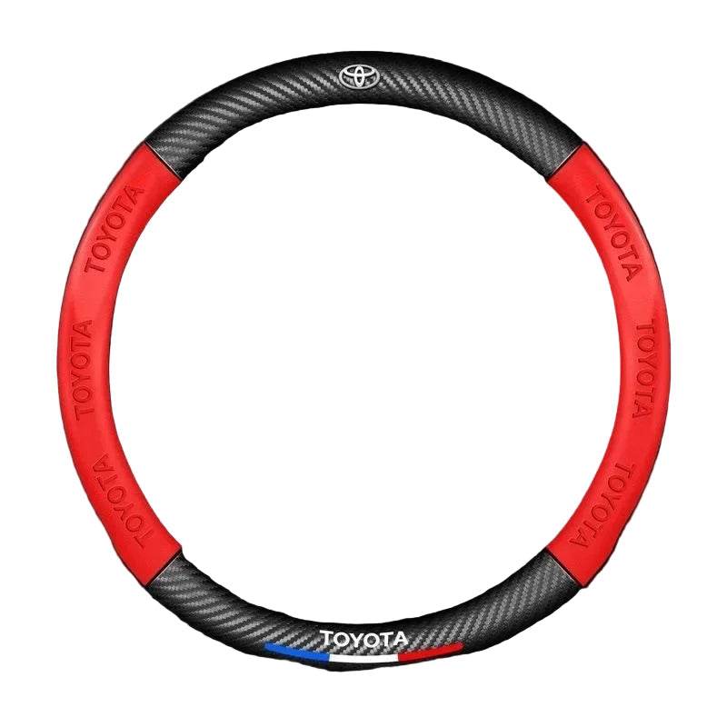 Toyota Carbon Fiber Steering Wheel Cover - Red Round Type