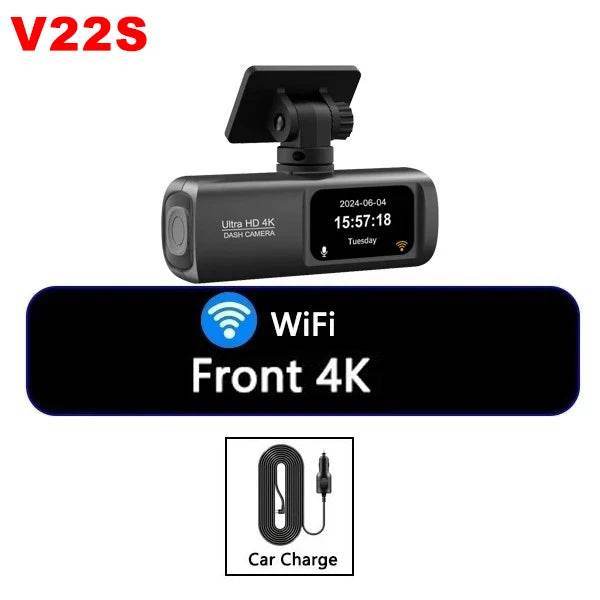 4K WIFI V22 Mini Dashcam Night Vision with Rear Camera - V22S / None