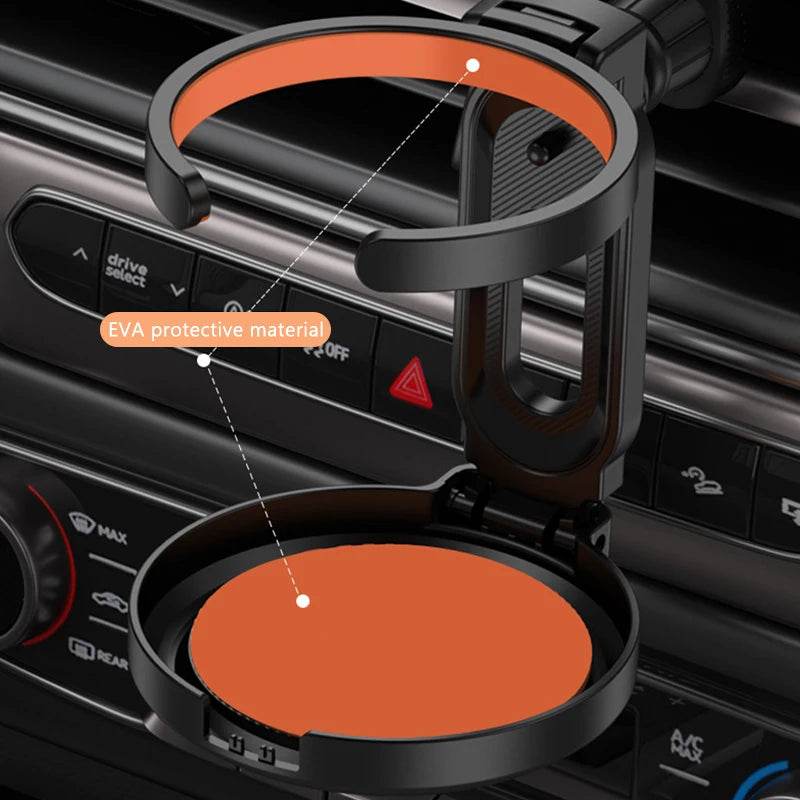 Foldable Car Cup Holder | Air Vent Drink Bracket & Organizer - Long Base