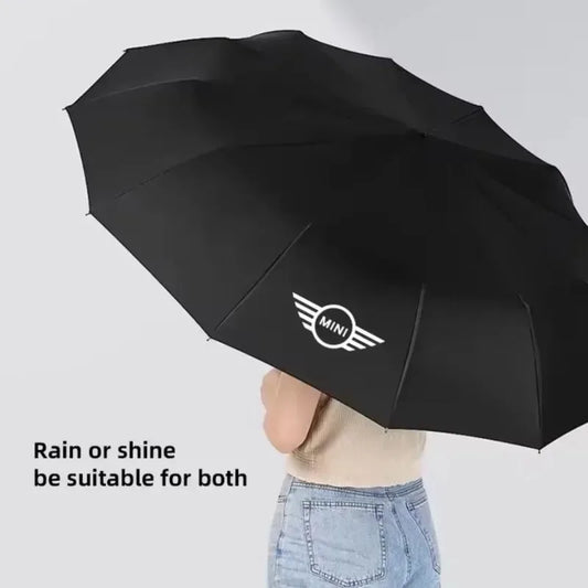 MINI Cooper Automatic Foldable Car Umbrella | Portable Sun & Rain Cover -