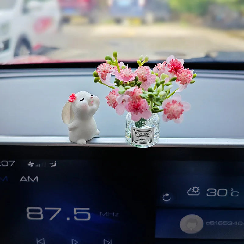 Spring Car Dashboard Resin Vase Mini Flower Pot Doll Ornament