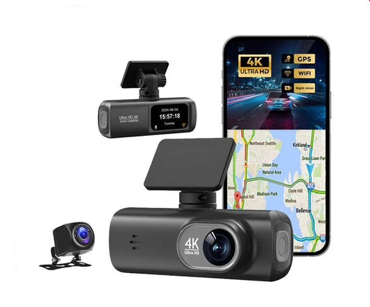 4K WIFI V22 Mini Dashcam Night Vision with Rear Camera - V22S / None