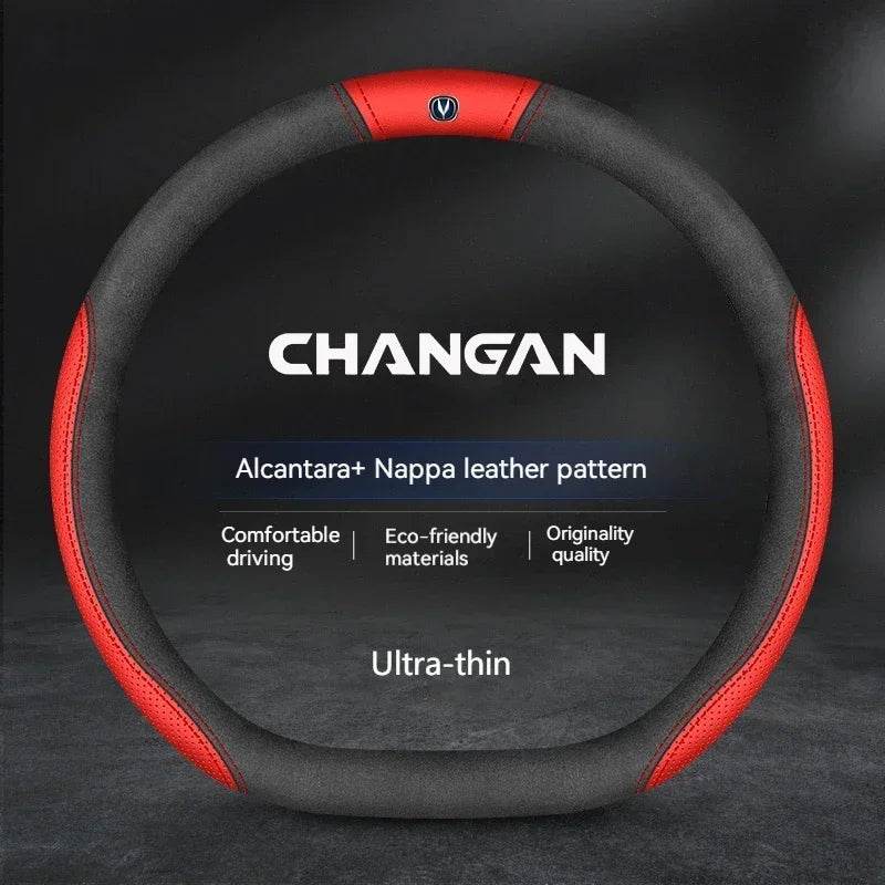Changan Leather Steering Wheel Cover for UNI-K UNI-T CS15 CS35 CS55 CS75 CS85 CS95 Alsvin CX70 -