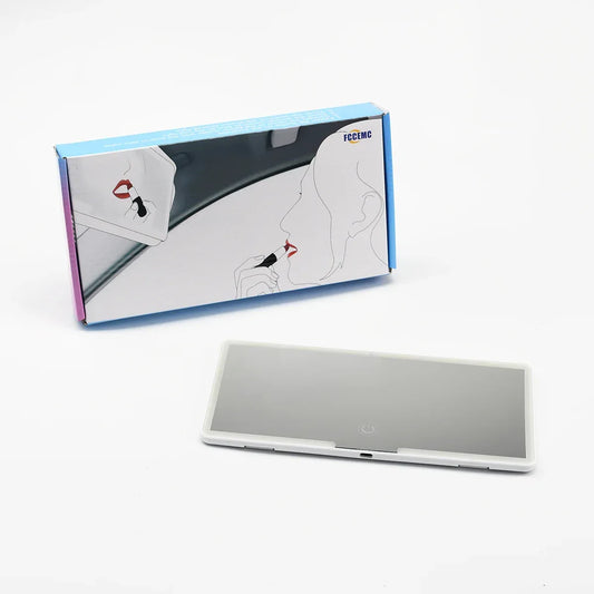 LED Car Sun Visor Makeup Mirror – Rechargeable HD Vanity Mirror - White