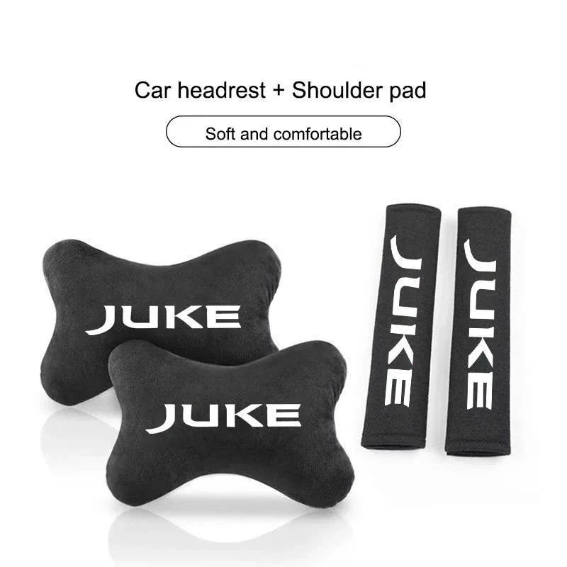 Nissan JUKE Car Neck Pillow & Seat Belt Shoulder Pad - 2Neck Pillow+2Seat Belt Pad