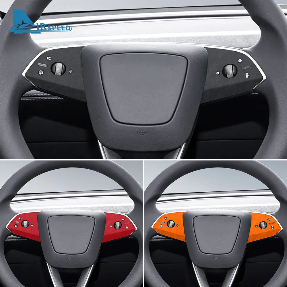 Tesla Model Y Steering Wheel Trim | Italian Suede Panel Stickers (2025+) - 6408 Bottom