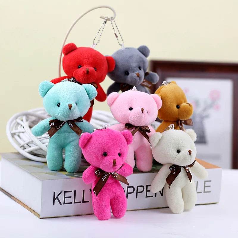 Mini Teddy Bear Plush Keychain – Soft Stuffed Doll Pendant - PINK