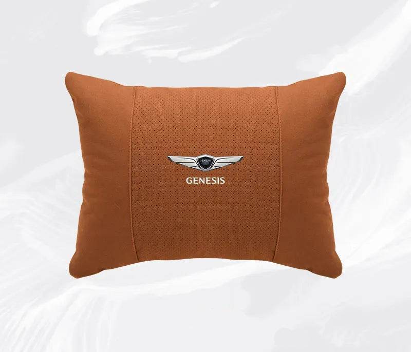 Suede Car Neck Pillow & Lumbar Support for Genesis G80, GV70, GV80, G90 & More - headrest 1pc white