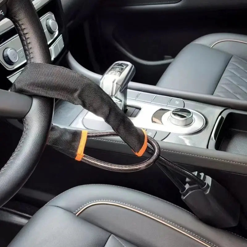 Steel Car Steering Wheel Lock with Seat Belt Anti-Theft, 2 Keys