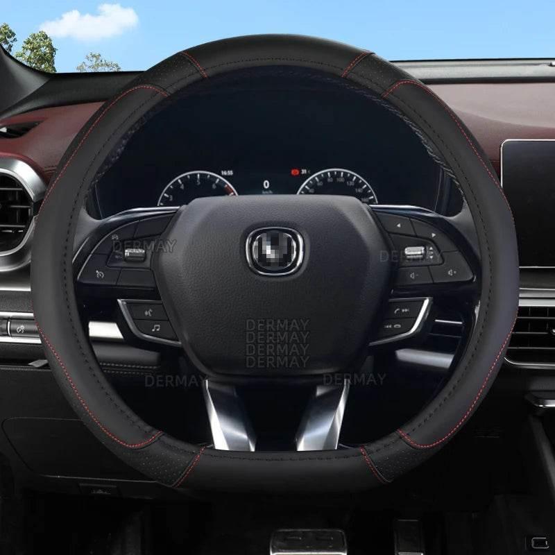 Changan Sports Microfiber Leather Steering Wheel Cover - B- Black
