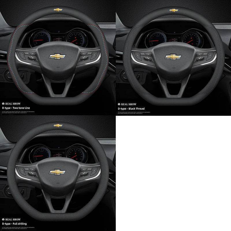 Chevrolet Leather Steering Wheel Cover – Fits Cruze, Camaro, Malibu, Silverado & More - DX-B