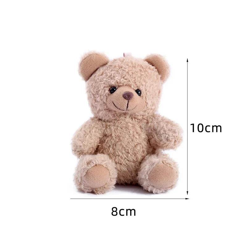 Mini Plush Teddy Bear Pendant – Curly Sitting Doll - White