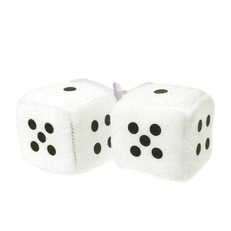 Fuzzy Dice Car Mirror Hanging Decoration - White