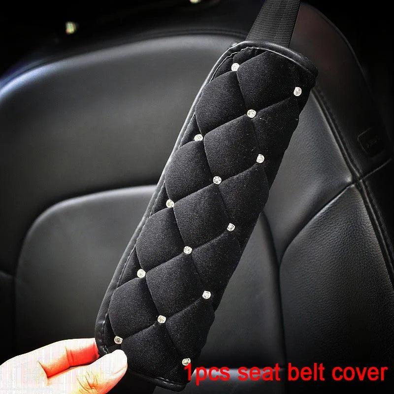 Rhinestone Plush Car Seat Belt Cover Shoulder Pad Diamond Protector