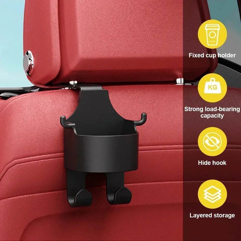 2 Pcs Rear Headrest Cup Holder Bracket for Bags, Drinks, Mobile Phone -