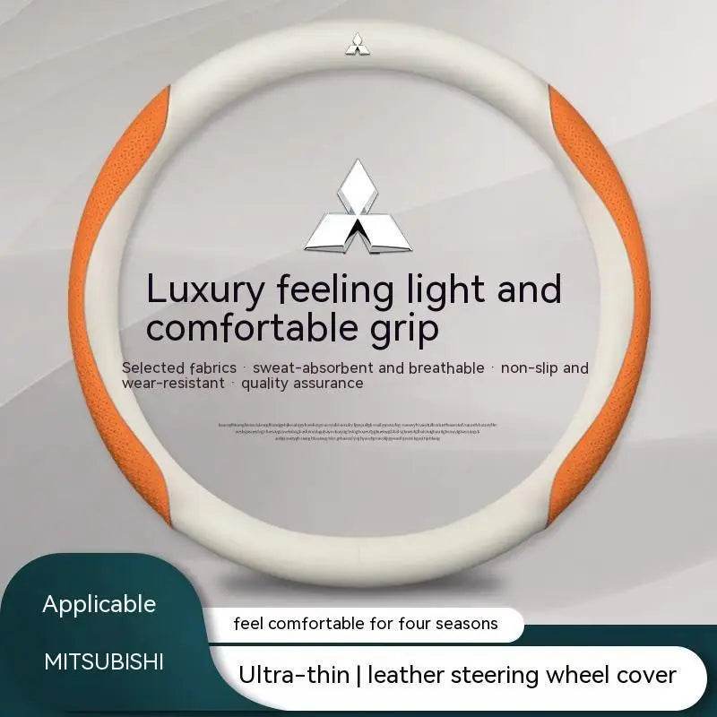 Mitsubishi Carbon Fiber Steering Wheel Cover– Pajero Sport, Outlander, ASX, Lancer, Eclipse, RALLIART, Colt, L200, Galant - Carbon FIber white