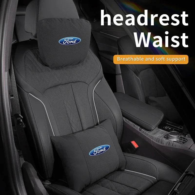 Ford Ventilated Neck Pillow & Lumbar Cushion - Headrest Brown