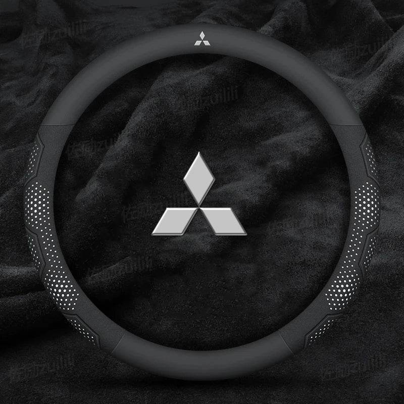 Mitsubishi Steering Wheel Cover - Leather White
