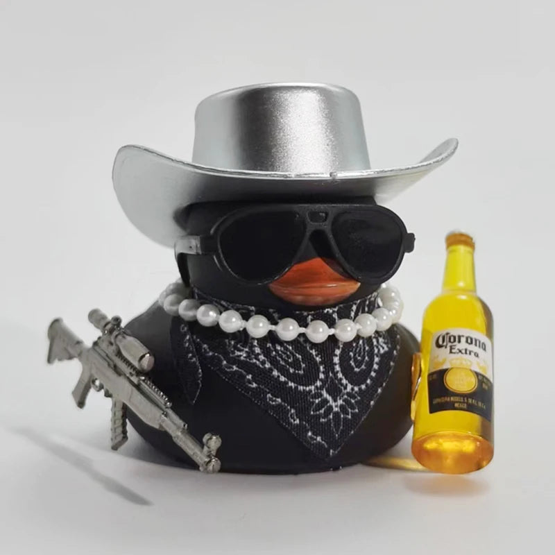 Cowboy Rubber Duck Car Ornament - Silver Hat