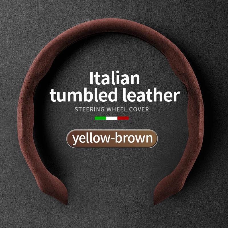 Suede Anti-Slip Ultra-Thin Steering Wheel Cover - Brown