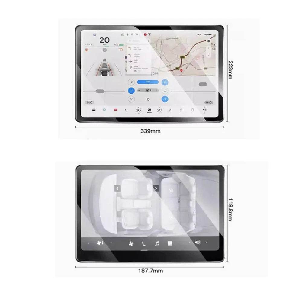 Glass Screen Protector for Tesla Model Y Juniper 2025+ | Center Console & Dashboard Touchscreen Accessories (2-Piece Full Set) - HD 2pcs