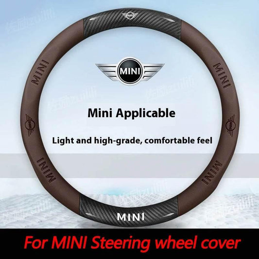 MINI Cooper Carbon Fiber Leather Steering Wheel Cover - Carbon Off-white