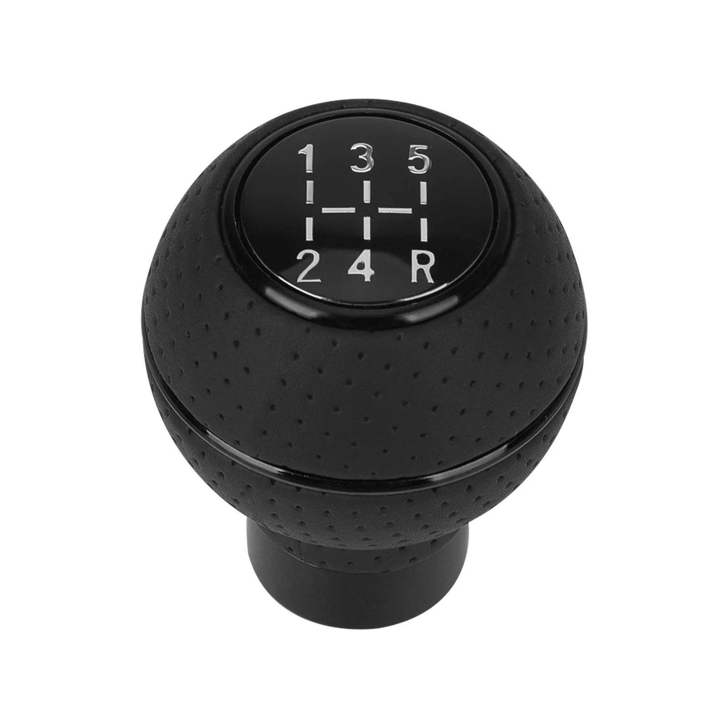 Universal 5-Speed Gear Shift Knob | Leather & Aluminium | M8–M12 Compatible - Black