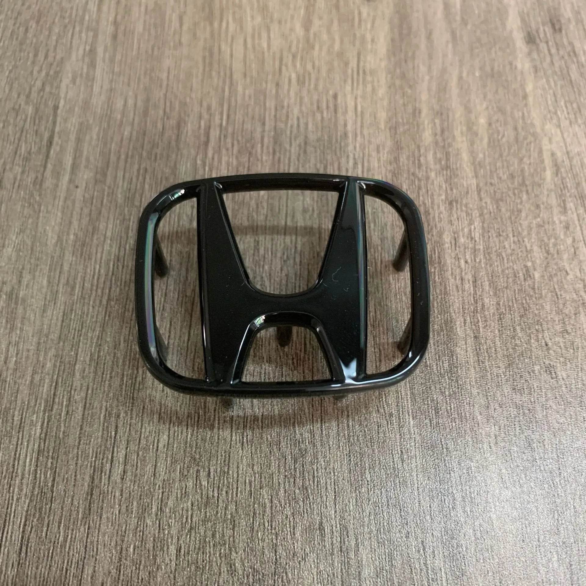 Honda Steering Wheel Emblem – 50/53mm Car Badge Decal - Bright Black / 50mm x 40mm